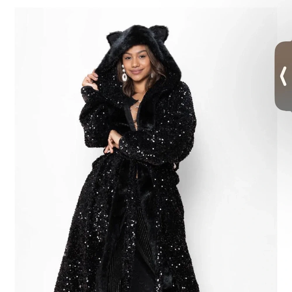 Spirithoods Sequin Faux Fur Hooded Coat with Cat Ears - NWT - Picture 1 of 3